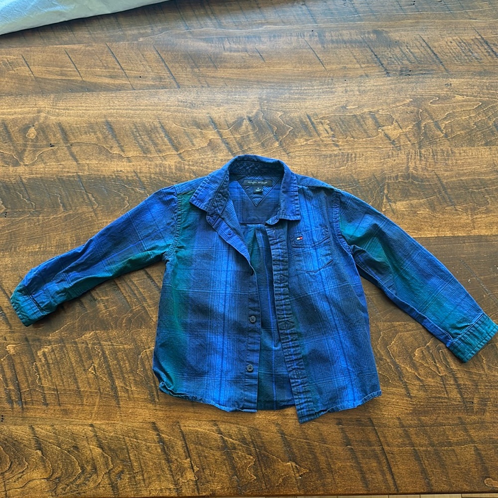 Tommy Hilfiger 3T long sleeve polo blue and green mixed